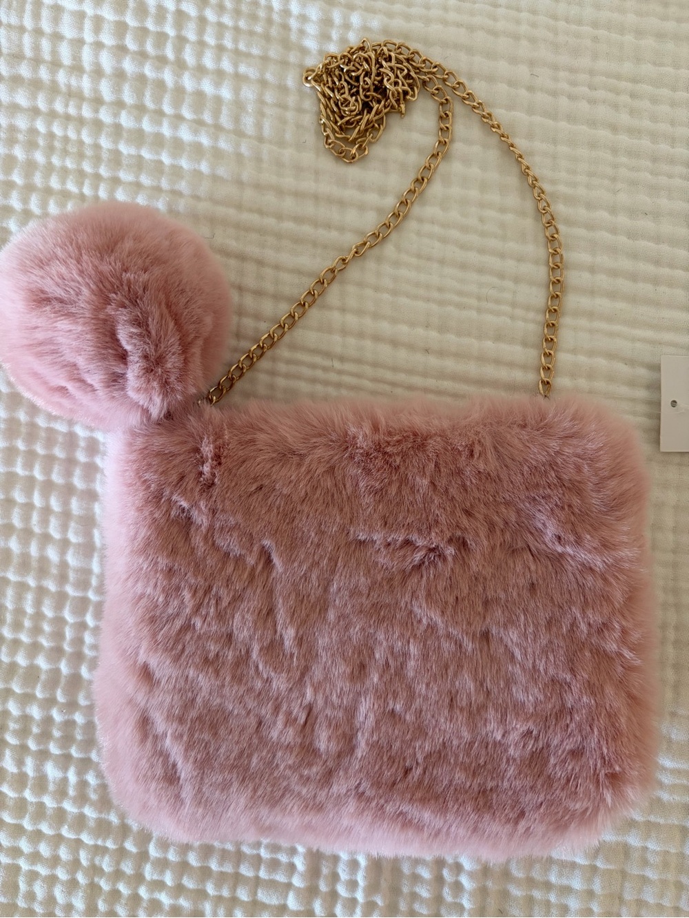 Capelli New York Faux Fur Crossbody Purse with Pom Pink NWT